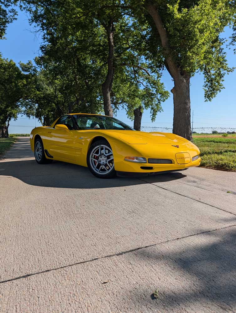 Yellow 2002 Chevrolet Corvette Z06 low miles coupe For Sale
